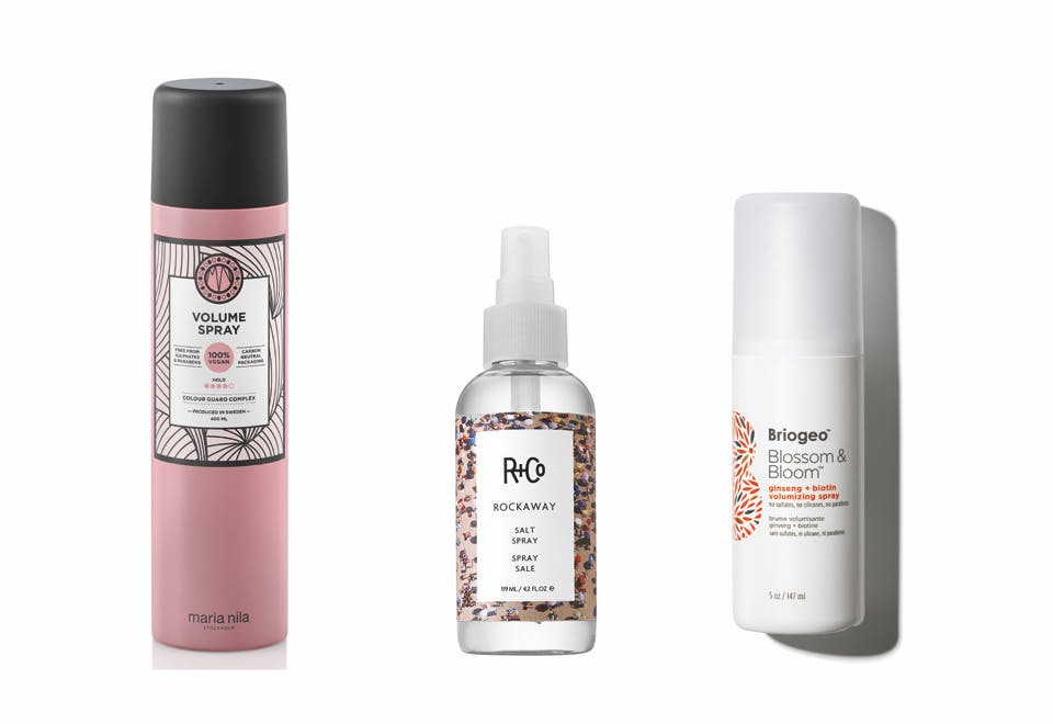 Maria Nila Volume spray R+Co Rockaway Salt Spray Briogeo Volumizing Blow Dry Spray