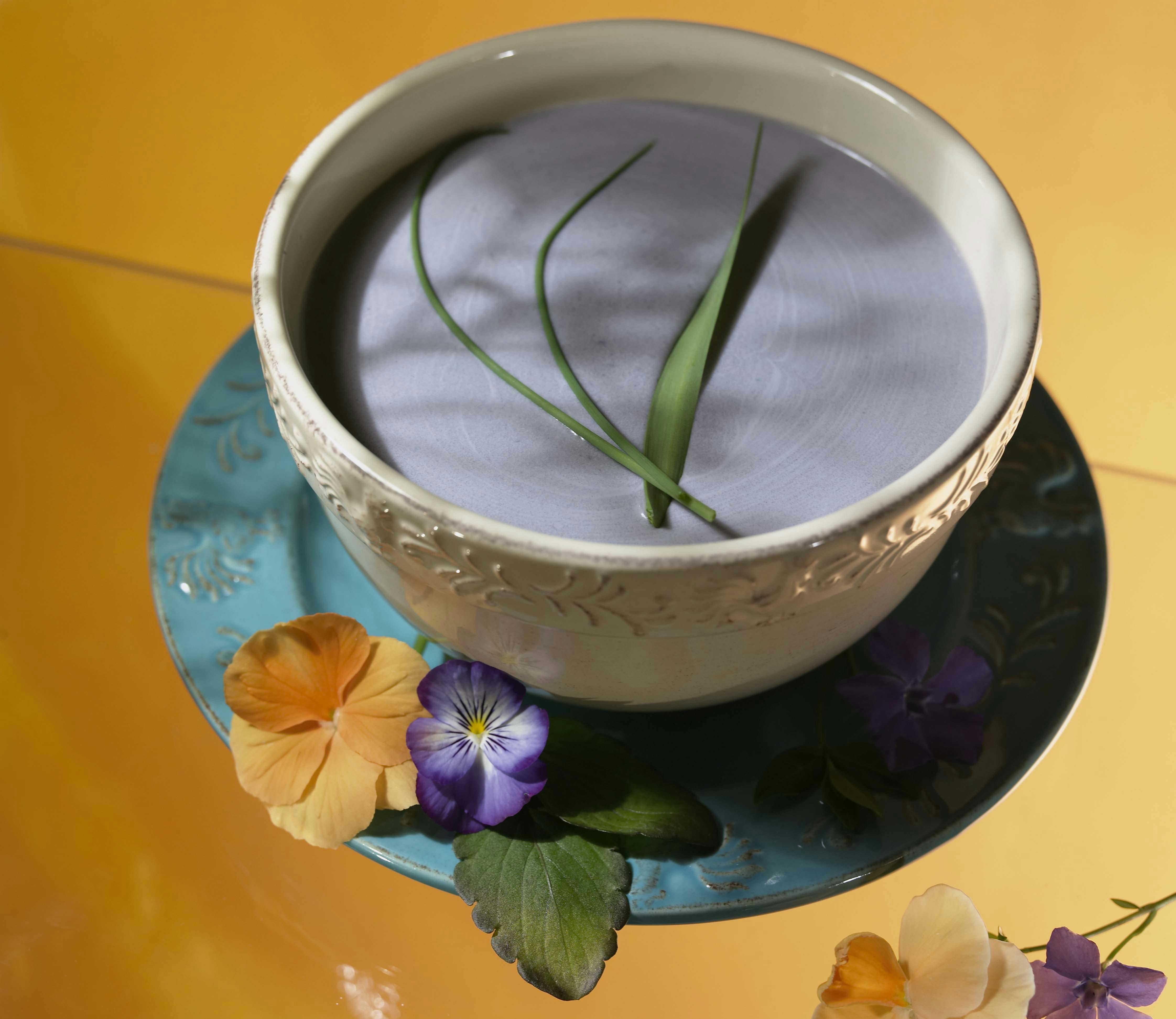 blå potet suppe
