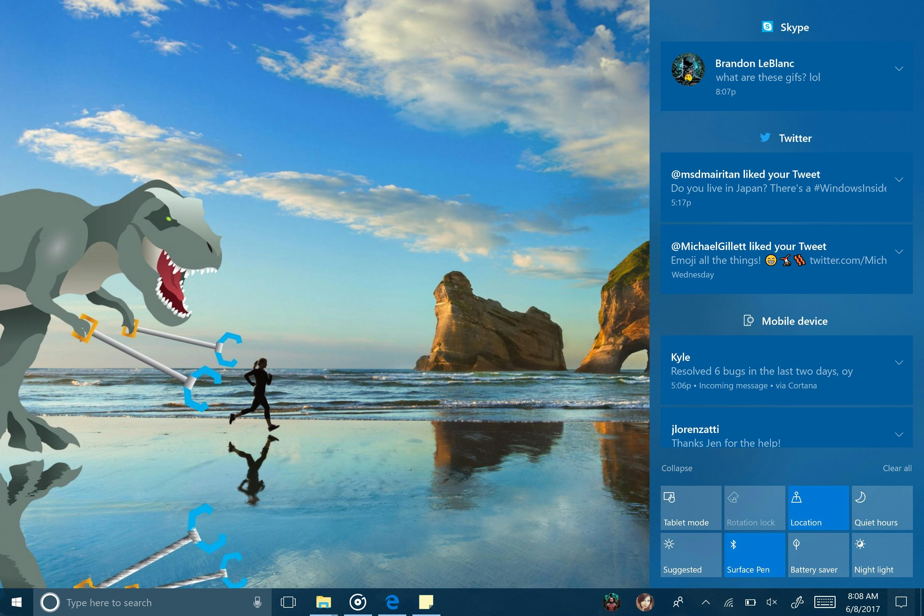 Åtgärdscenter i Windows 10 Fall Creators Update
