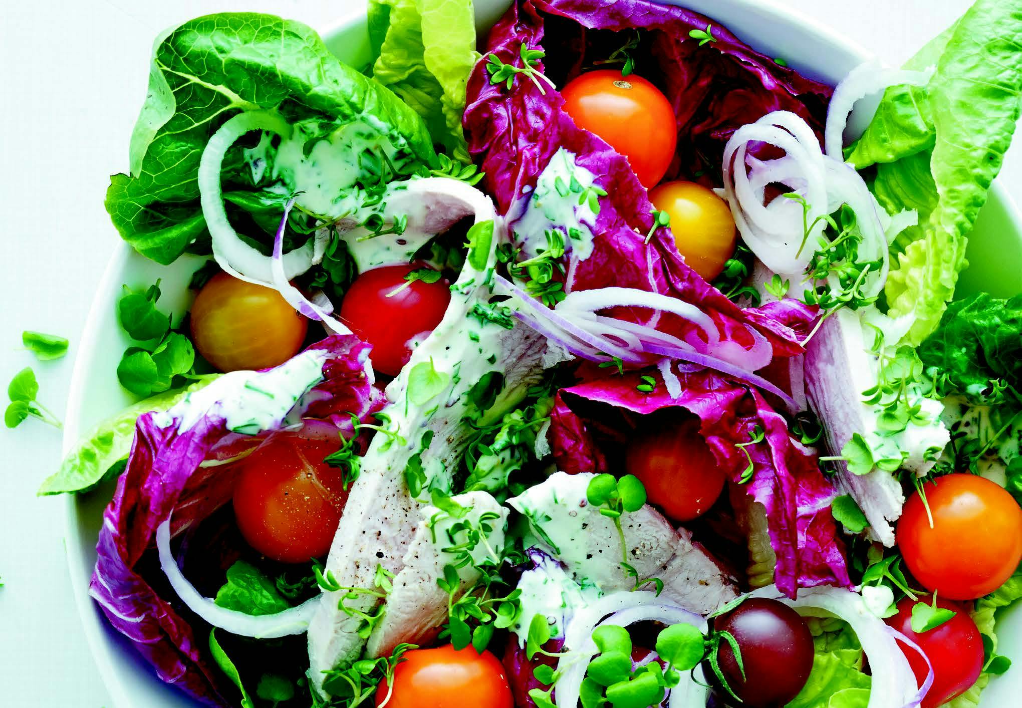 Kyllingsalat med ranchdressing