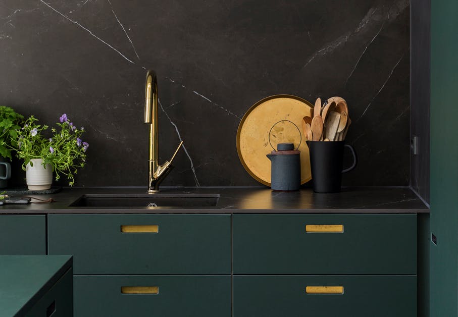andshufl linoleum keuken in flesgroen