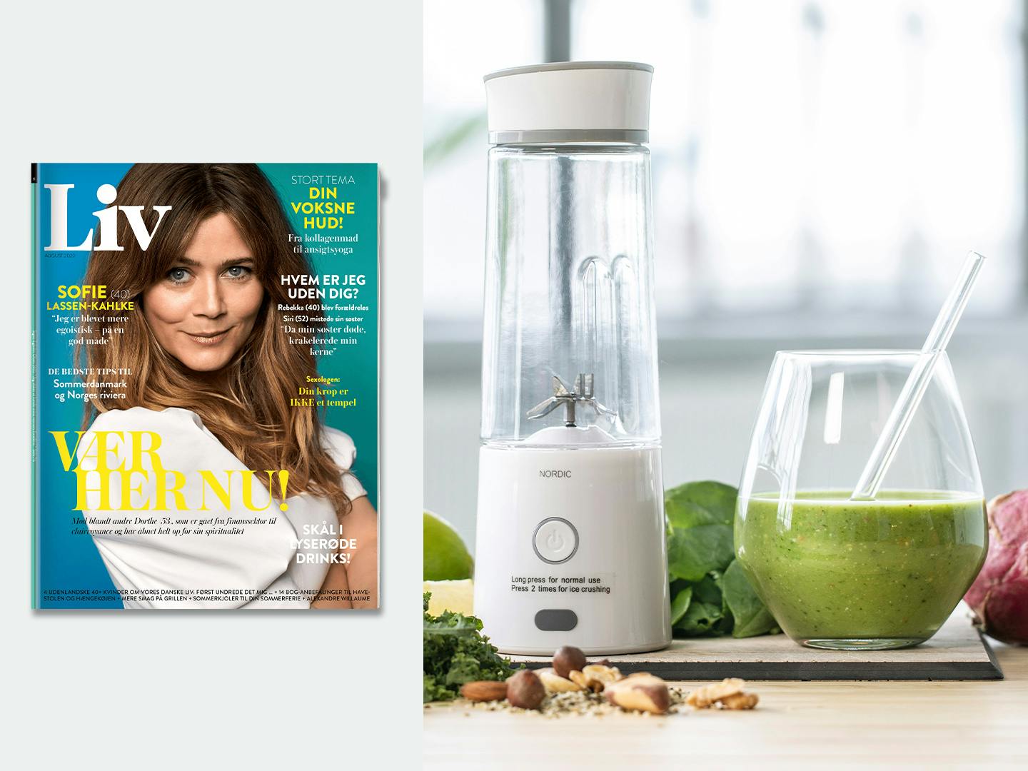 Smoothie-blender sammen med Magasinet Liv