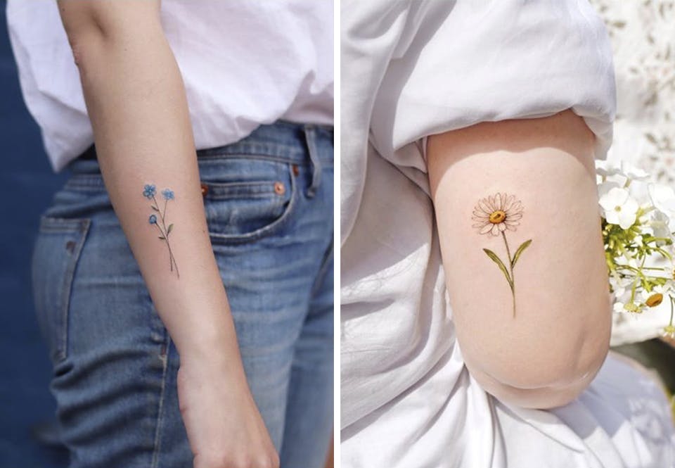 De fine tatoveringer af fødselsblomster er utroligt personlige. Tatovering fødselsblomst