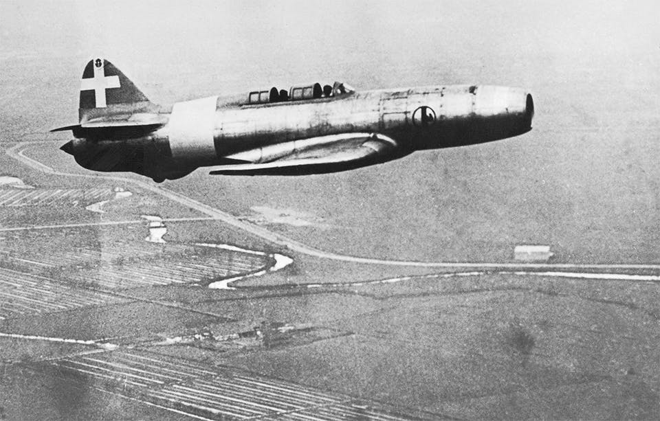 Ett av andra världskrigets jetflygplan: Caproni Campini N.1.