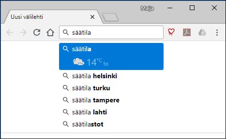 Säätila Google Chromessa
