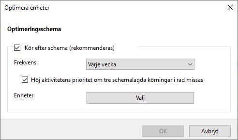 Steg 3: stäng av automatisk defragmentering i Windows 10