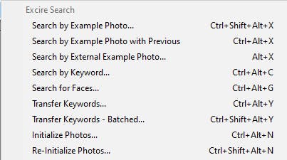 Excire Search-menu i Lightroom