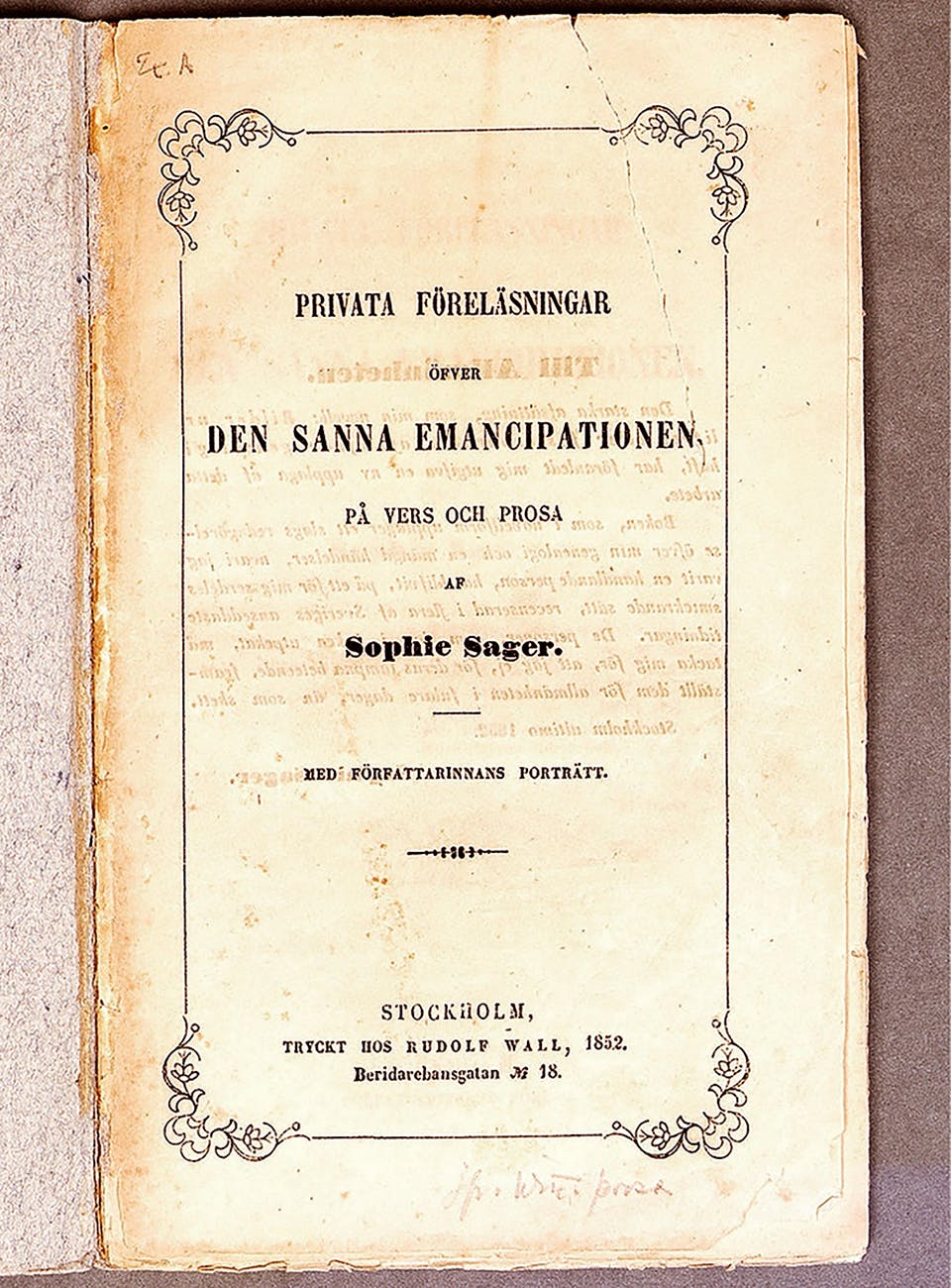 Sophie Sagers feministiska manifest, Privata föreläsningar öfver den sanna emancipationen.