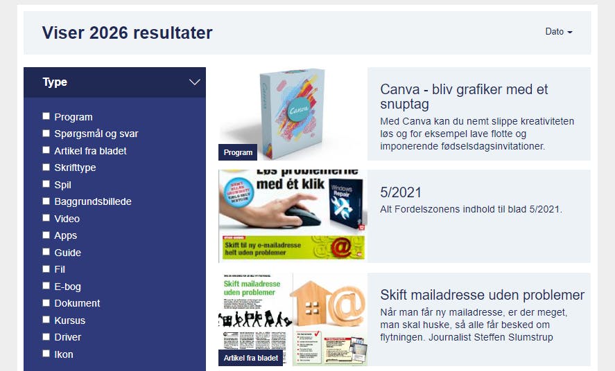 Trin 2 Sorter efter dato i Fordelszonen.
