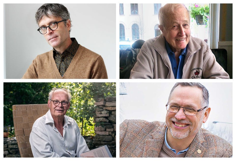Per Holmberg, arkeologen Bo Gräslund, religionsvetaren Olof Sundqvist och runexperten Henrik Williams.