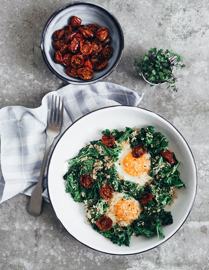 Oppskrift: Frokostegg med grønnkål og quinoa