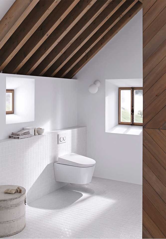 indret badeværelset til velvære med flot og funktionelt design fra Geberit med AquaClean doucetoilet