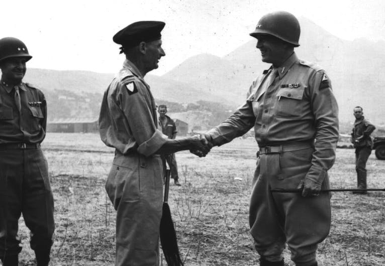 Bernhard Montgomery och George S Patton på Sicilien 1943, andra världskriget, befälhavare
