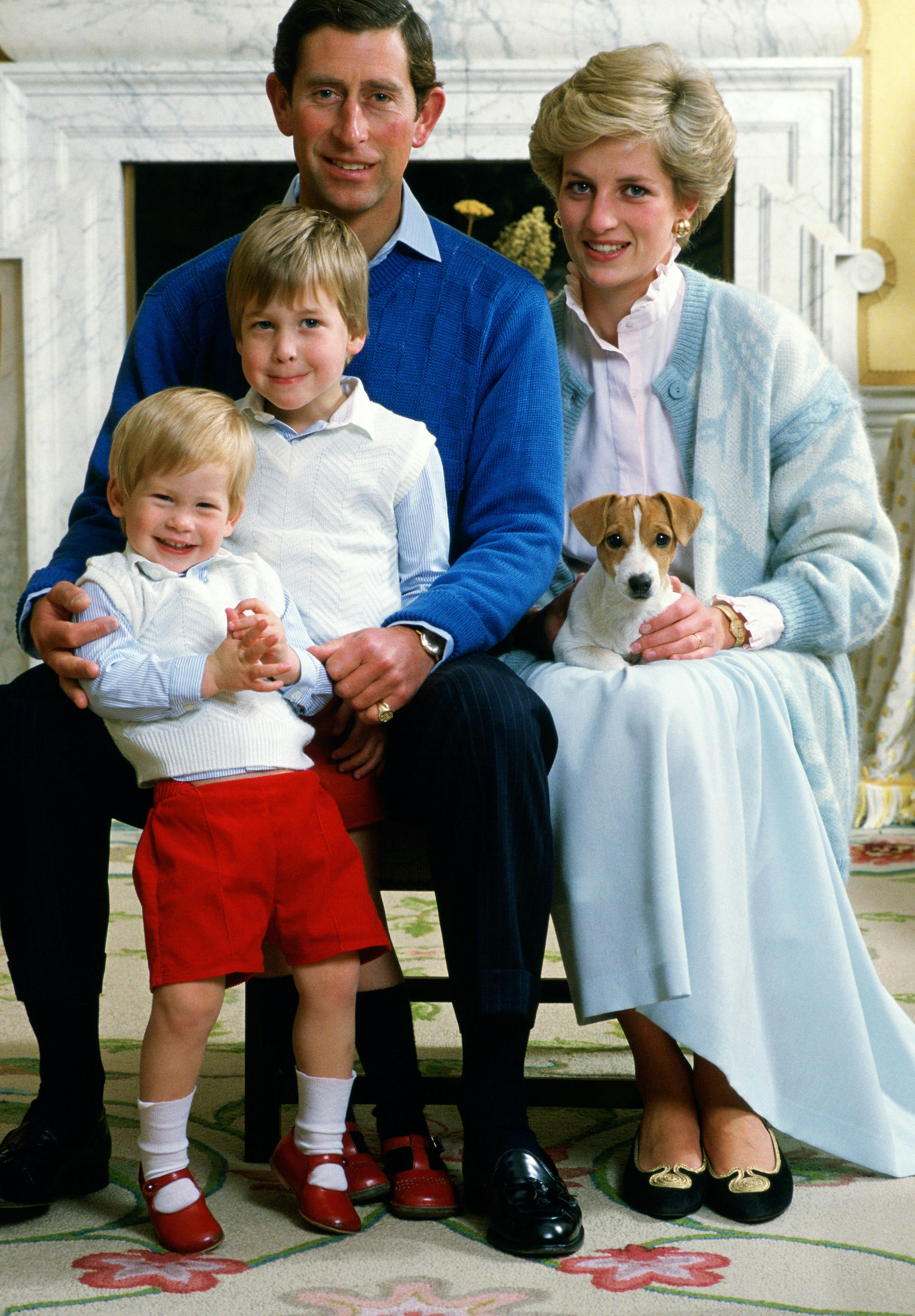 Alle samlet: Prins Charles, prinsesse Diana, William og Harry