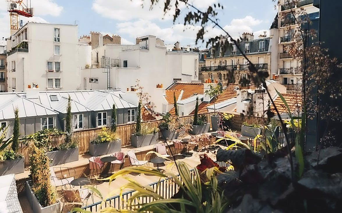 Tagterrassen på Hotel Wallace. Tagterrassen på Hotel Wallace i Paris