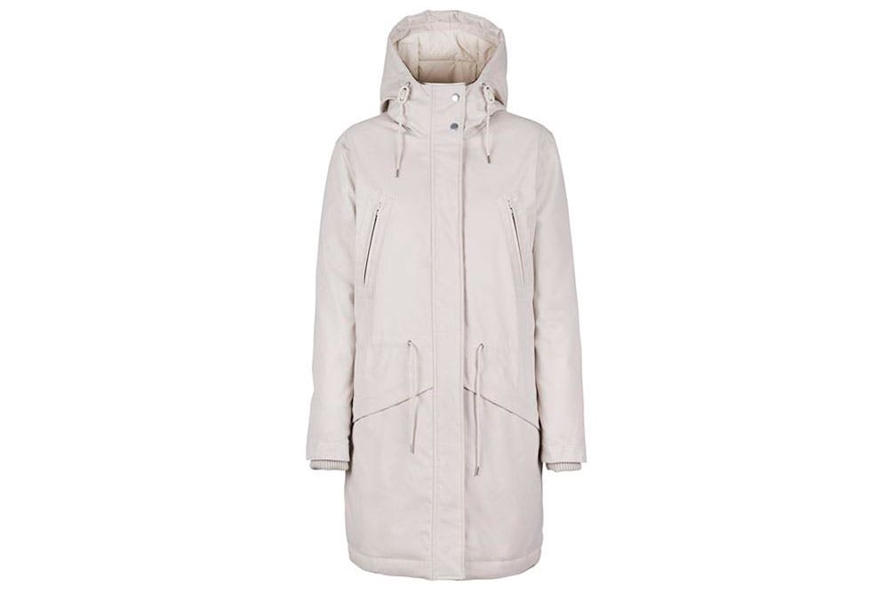 hvit lang jakke parkas