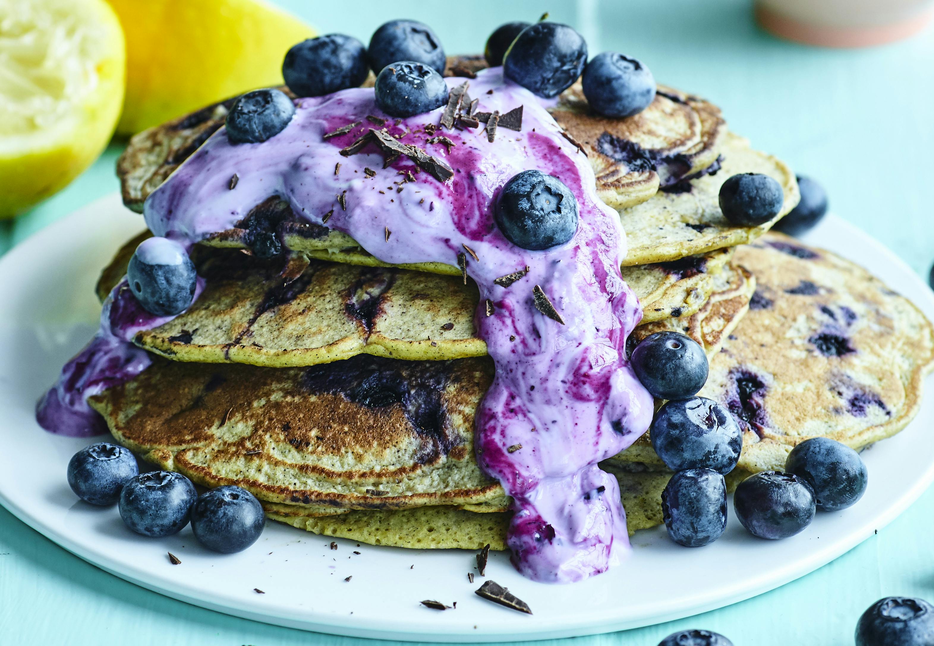 Pannkakor med blåbär.