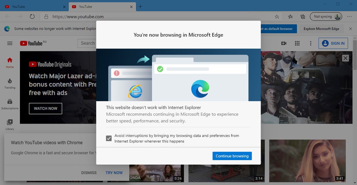 Farvel Explorer Hjemmesider åpnes i Edge i stedet for Internet Explorer