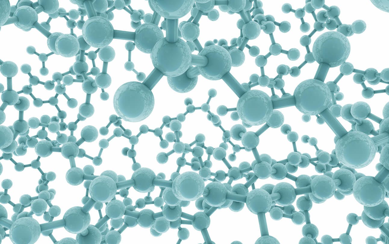 Proteinmolekyl. Aminosyror i en proteinmolekyl