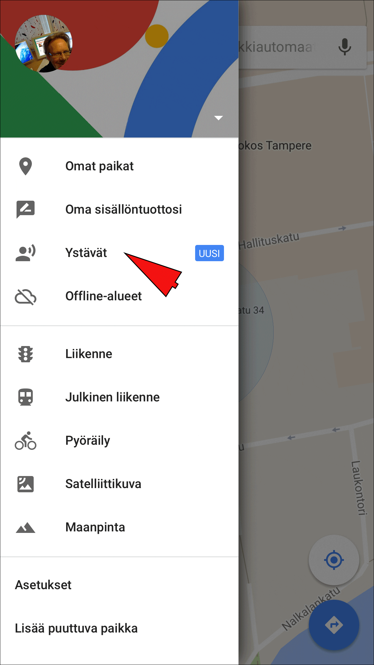 Googlella voi näyttää sijaintinsa lähipiirille