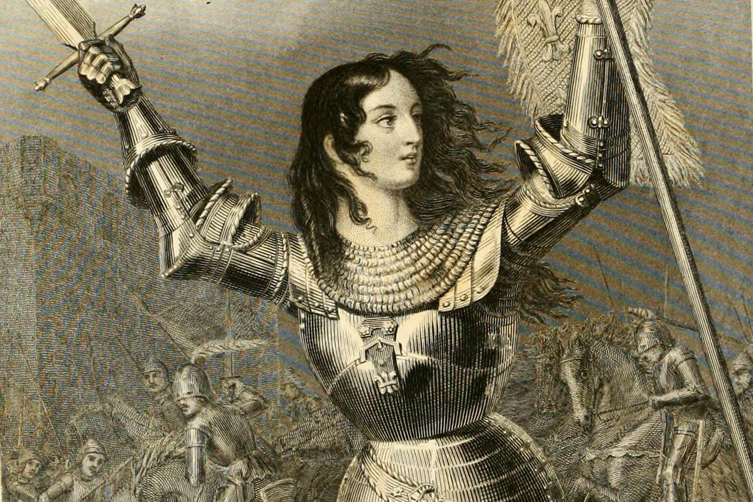 Svartvit bild av Jeanne d'Arc