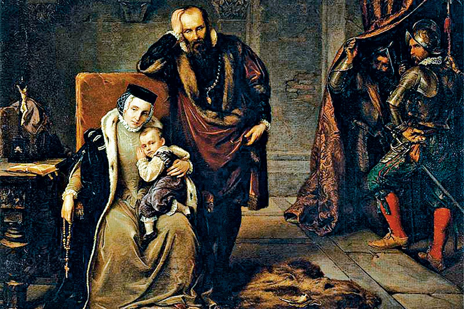 Johan och Katarina Jagellonica i fångenskap på Gripsholms slott 1563–67. En vakt övervakar.