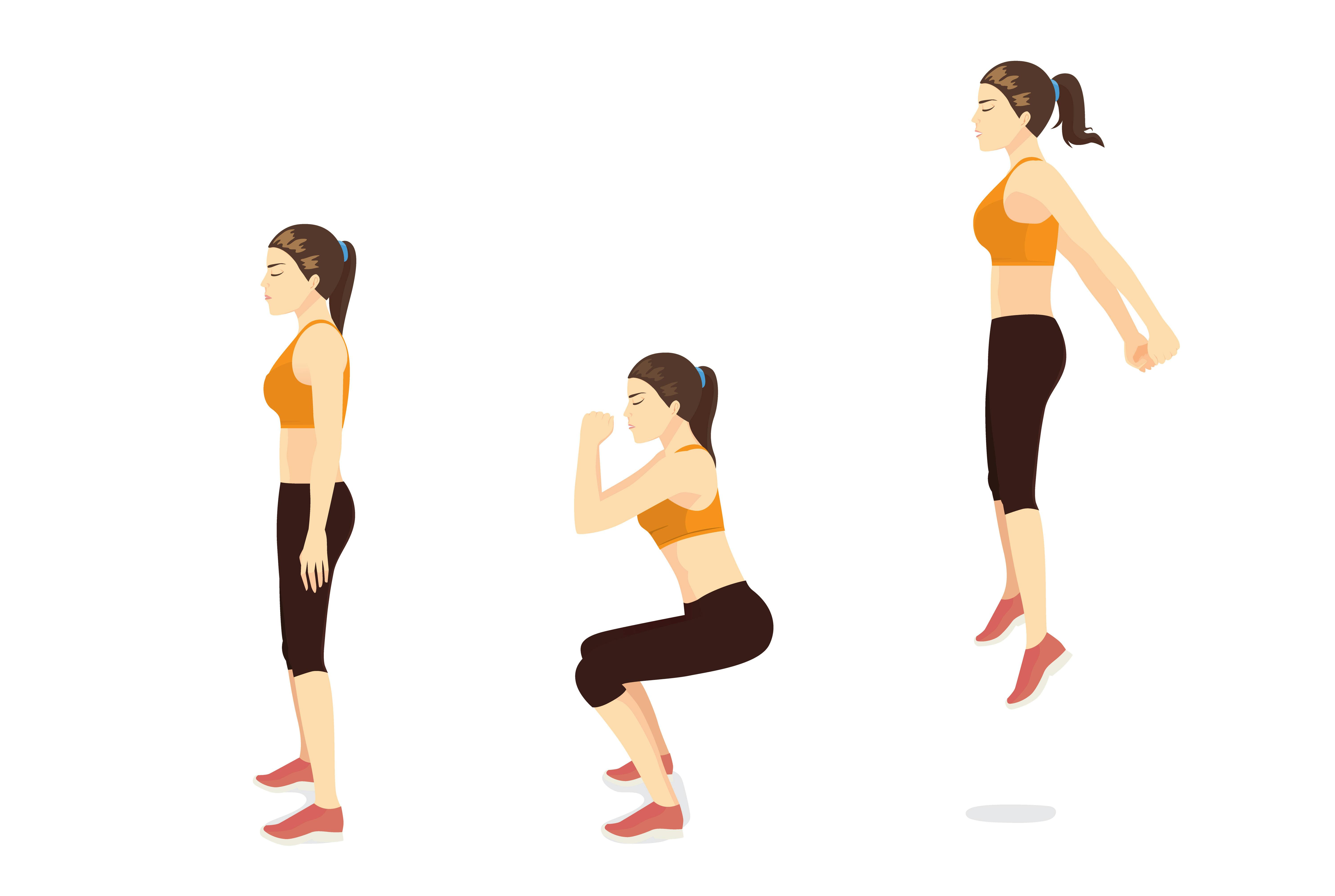 Øvelse 2: Squat med hop. Jump squat