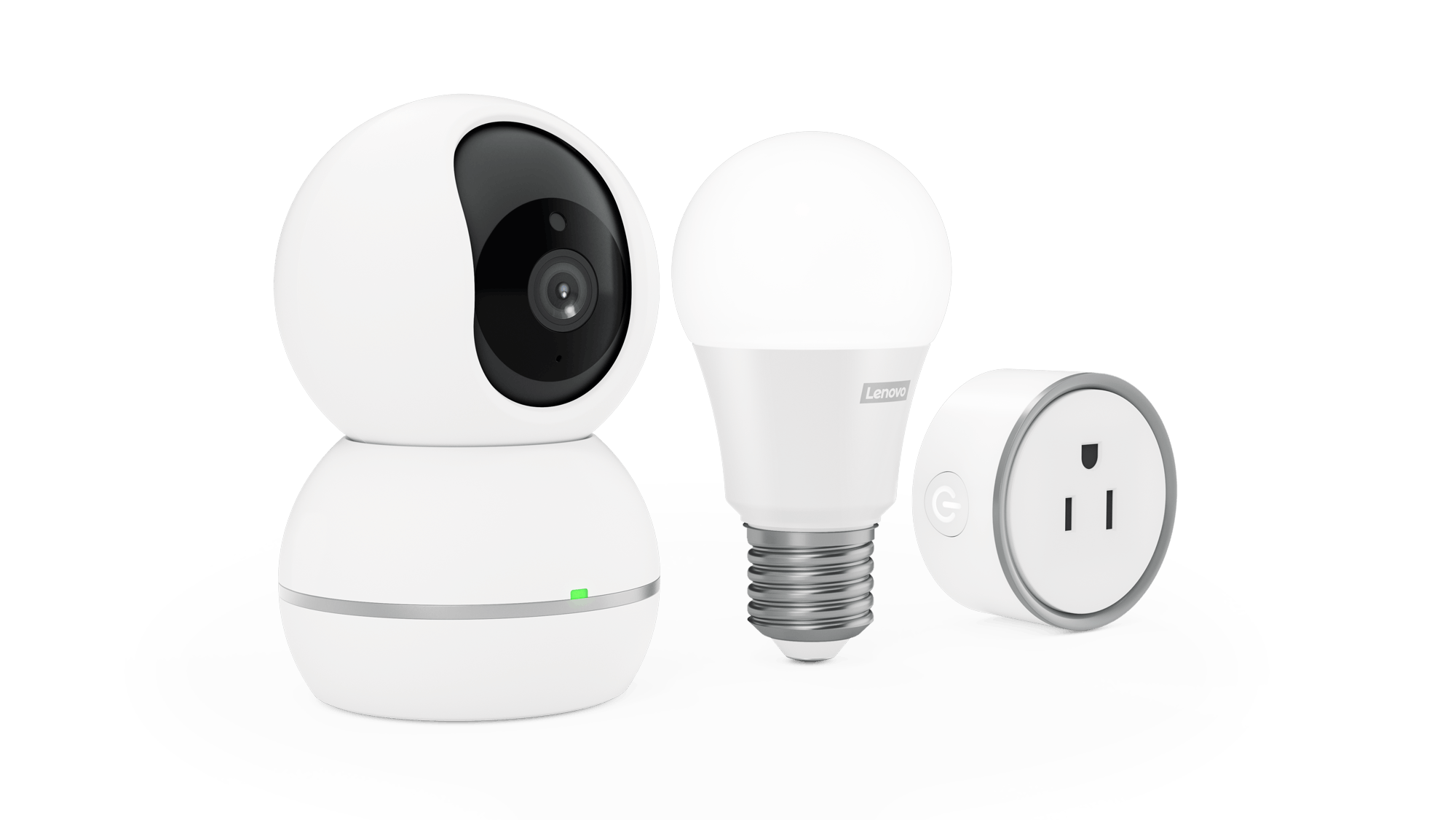 Lenovo Smart Camera, Smart Bulb og Smart Plug. Lenovo Smart Camera, Smart Bulb og Smart Plug.