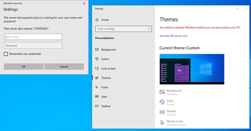 Hacker krever passord for å installere tema i Windows 10