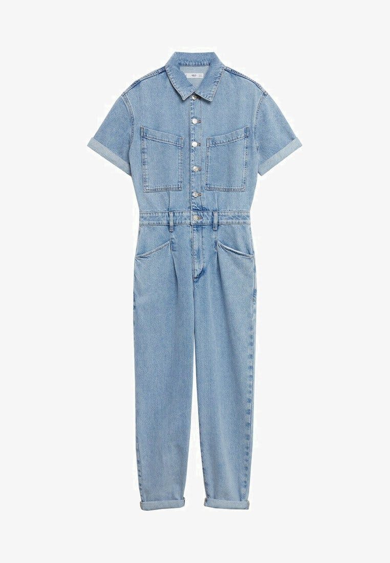 Mango buksedress jumpsuit jeans denim korte ermer