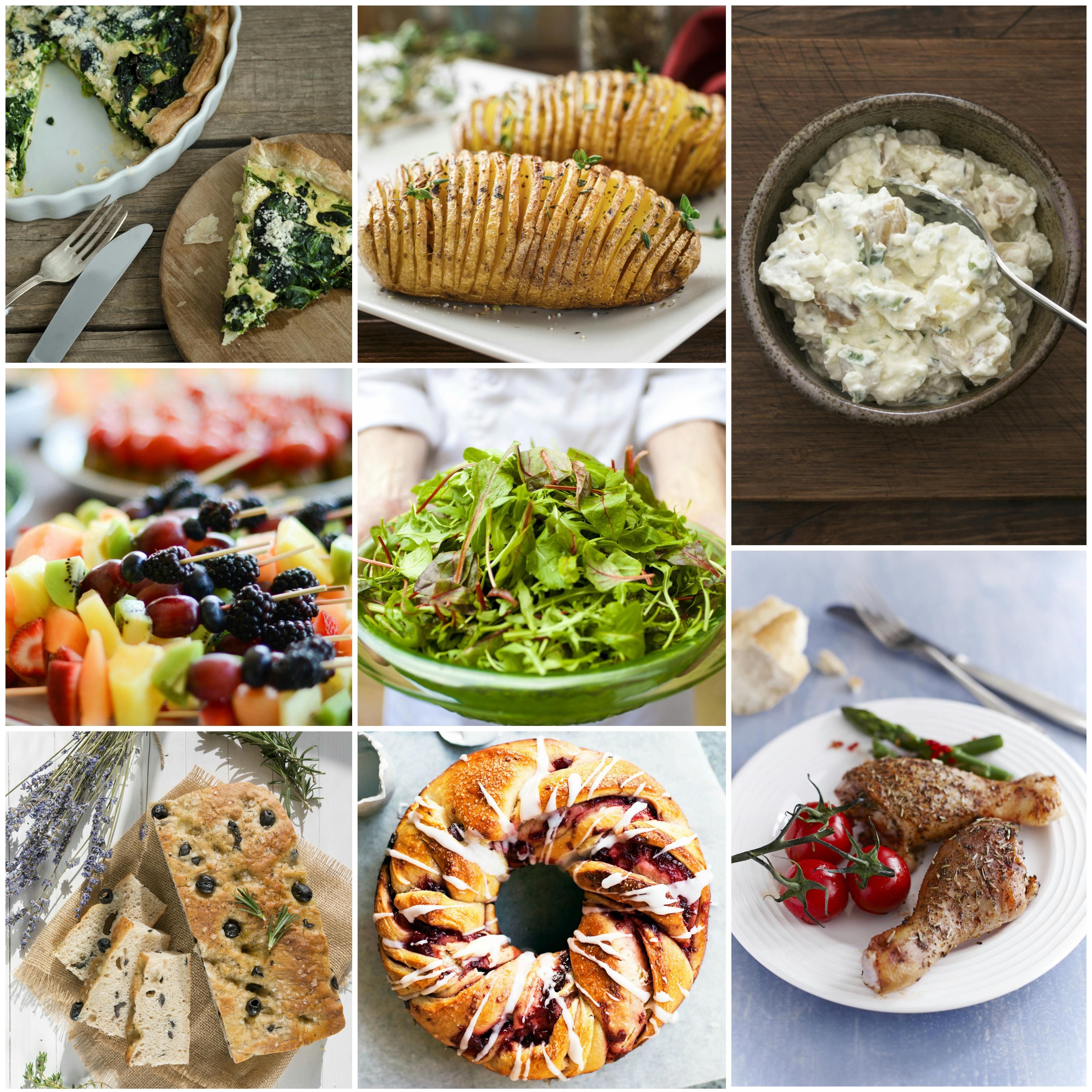 collage med inspirasjonsbilder av mat.