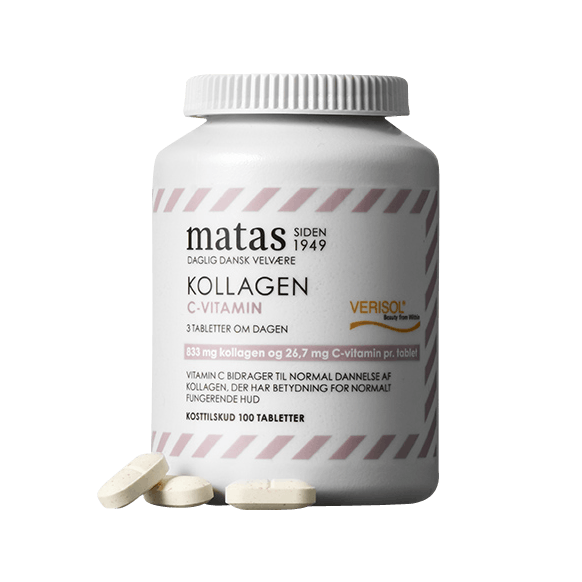 Matas Striber, Kollagen + C-vitamin. 100 tabletter, 137,95 kr.