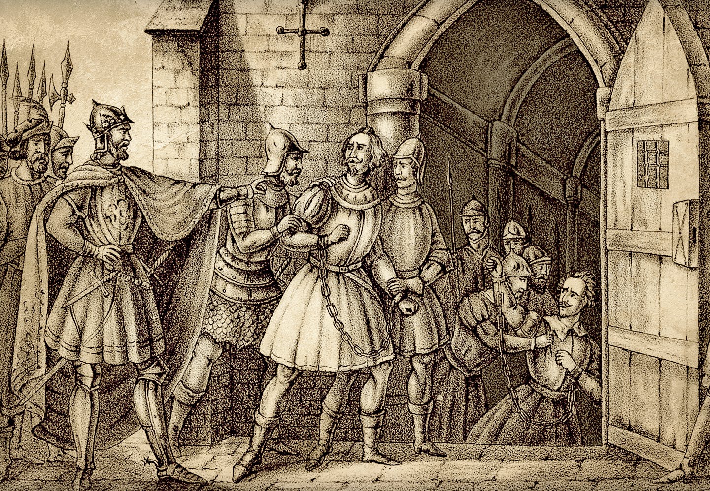 Nyköpings gästabud december 1317. Kung Birger Magnusson fängslar sina bröder Erik och Valdemar.