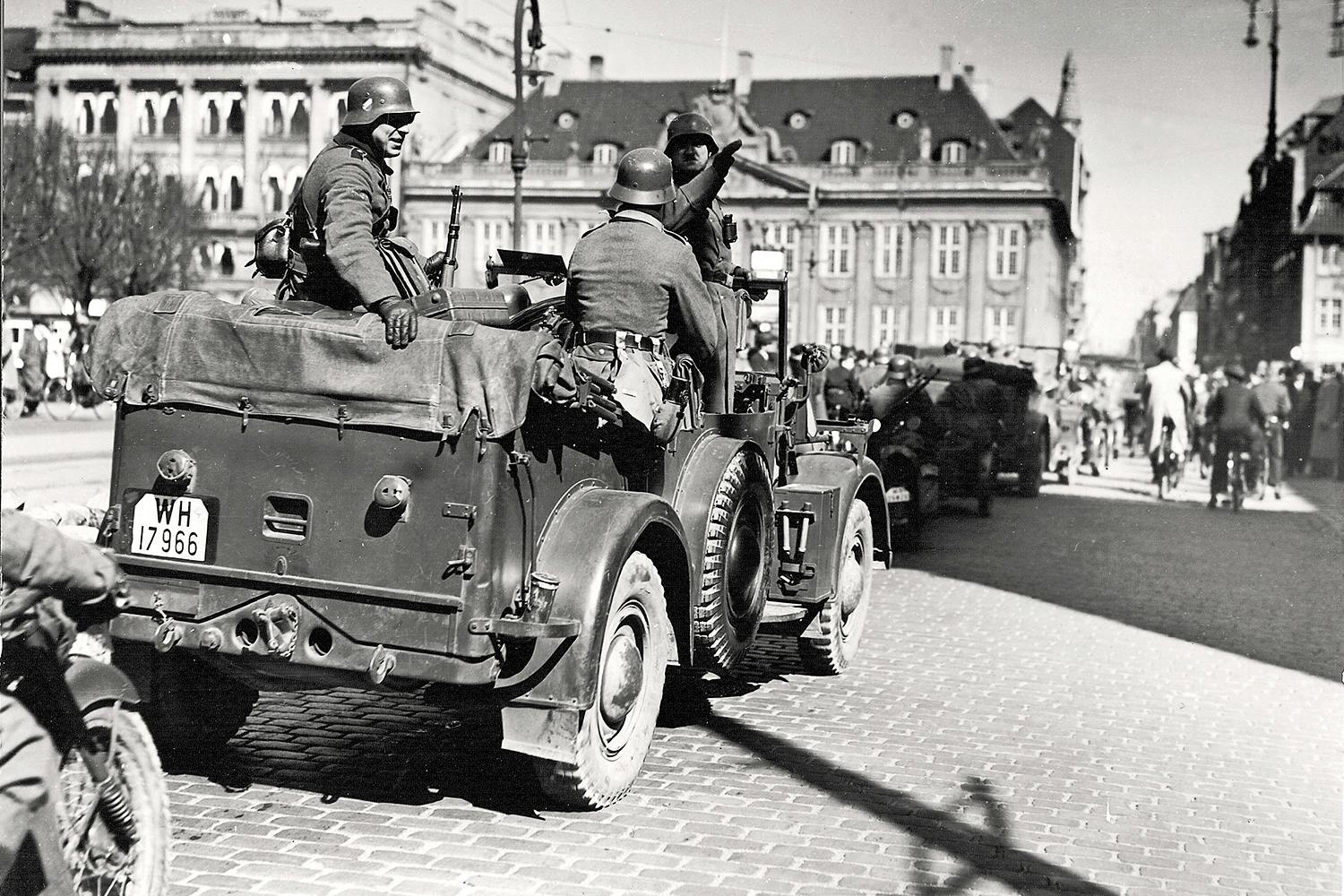 Tyska ockupationstrupper i Köpenhamn den 9 april 1940.