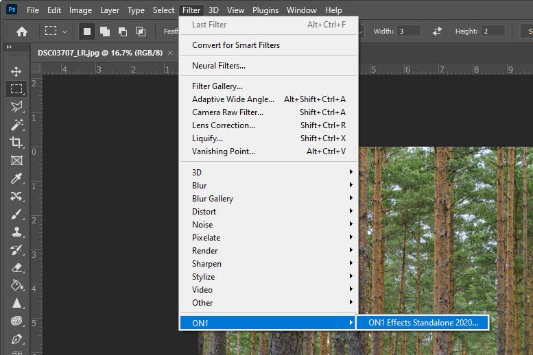 ON1 Effects 2020 som plugin i Photoshop