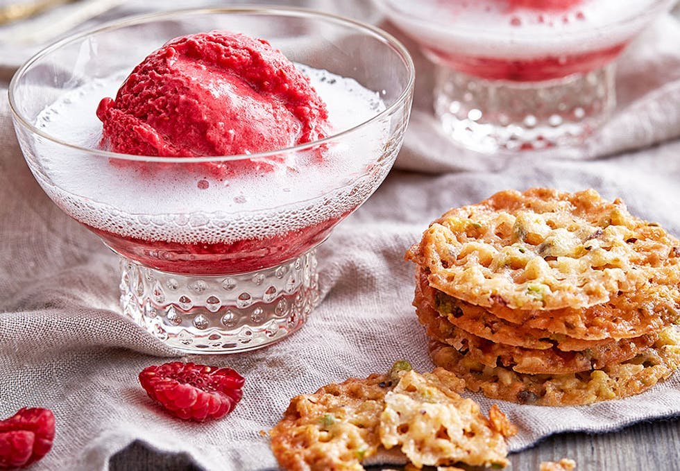 påskedessert oppskrift bringebærsorbet
