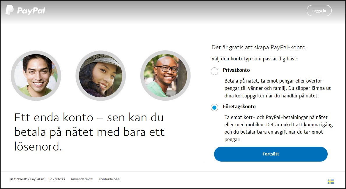 Upprätta ett företagskonto på PayPal.