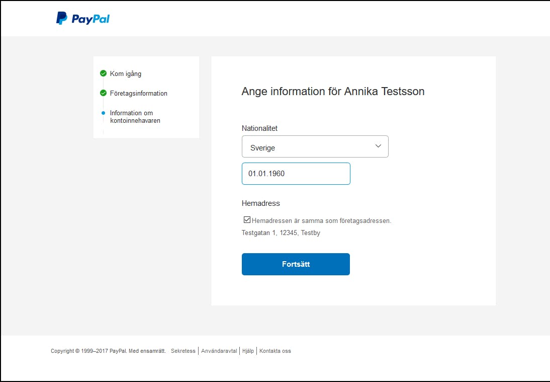 Upprätta ett företagskonto på PayPal.