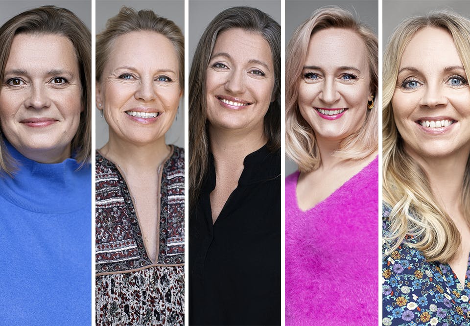 Kvinderne bag Magasinet Liv: Lea, Louise, Karen, Maria og Camilla. Magasinet Livs redaktion