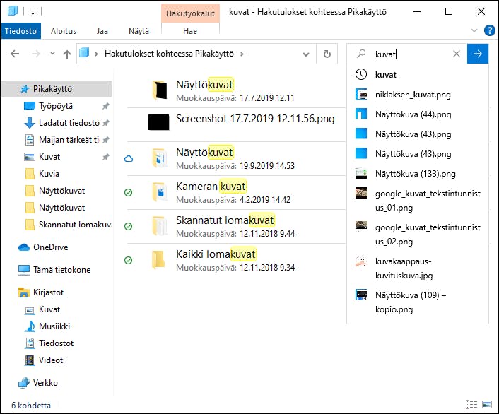 Resurssienhallinnan hakutoiminto Windows 10:ssä