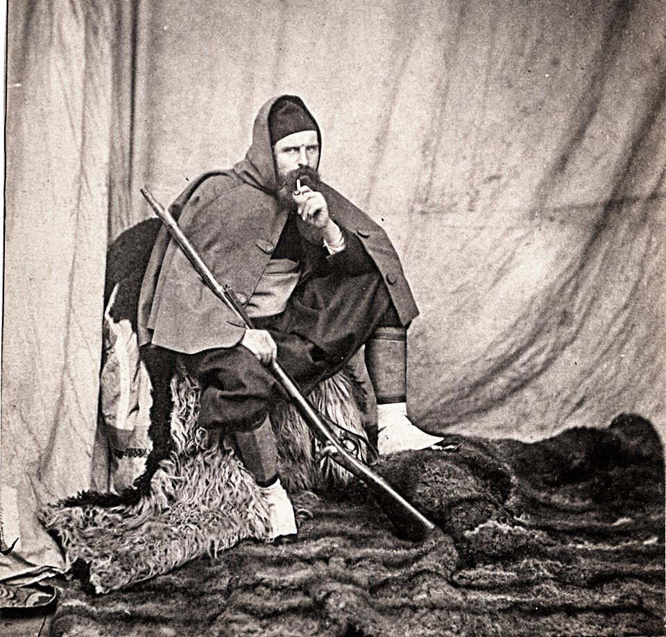 Porträtt av Roger Fenton tagen under Krimkriget av hans assistent.
