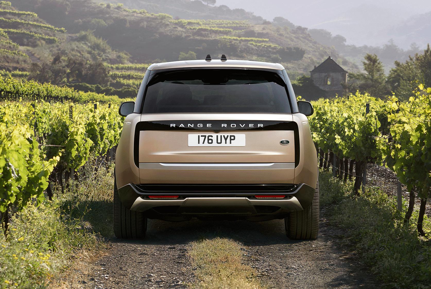 Range Rover bagende bagfra i en vin mark