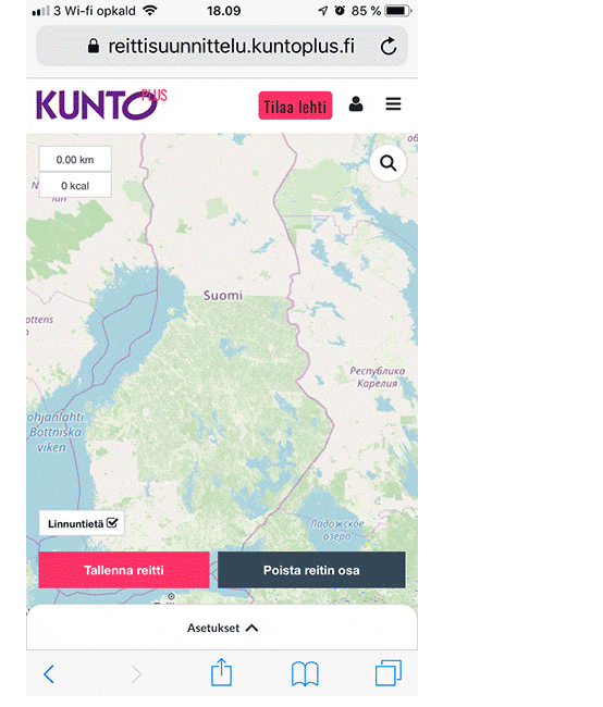 Mobiilikirjanmerkki Reittisuunnitelusta Mobiilikirjanmerkki Reittisuunnitelusta