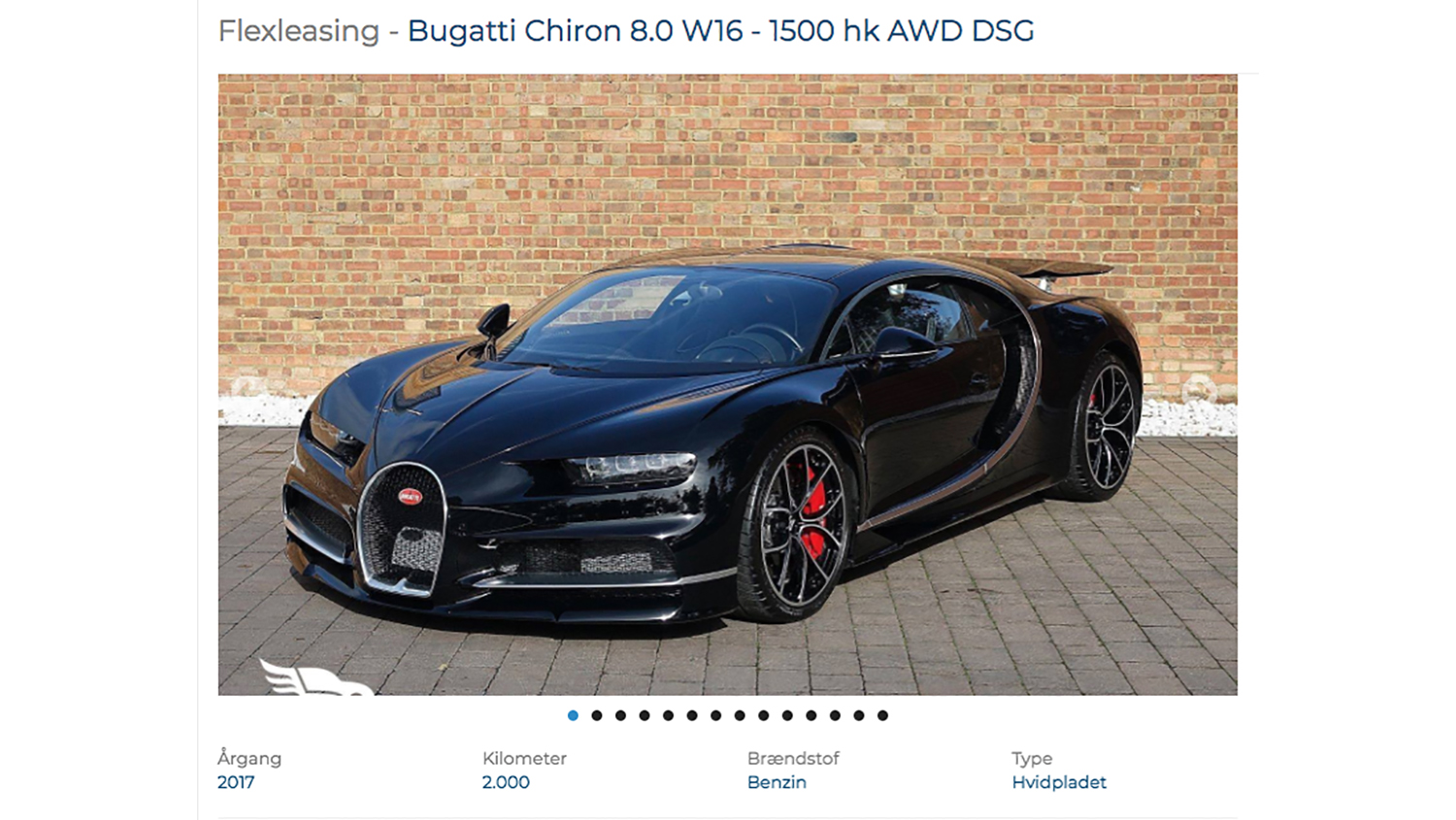 Lease en Dansk leasingselskab leaser Bugatti |
