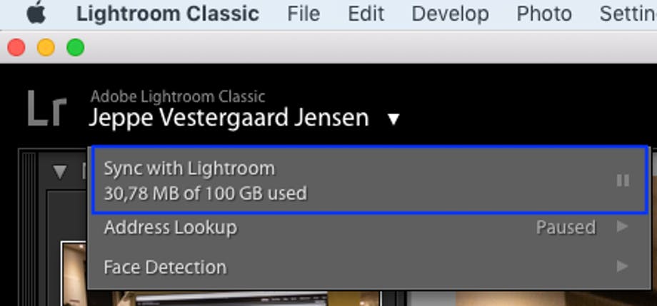 valikko Lightroom