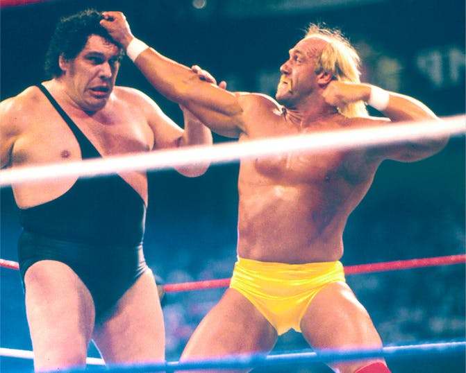 Venner utenfor ringen. Privat var André the Giant og Hulk Hogan venner.