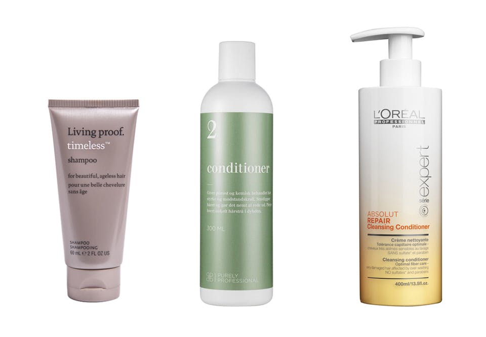 Shampoo, balsam og hårkur som er silikonefri og renser håret for silikone