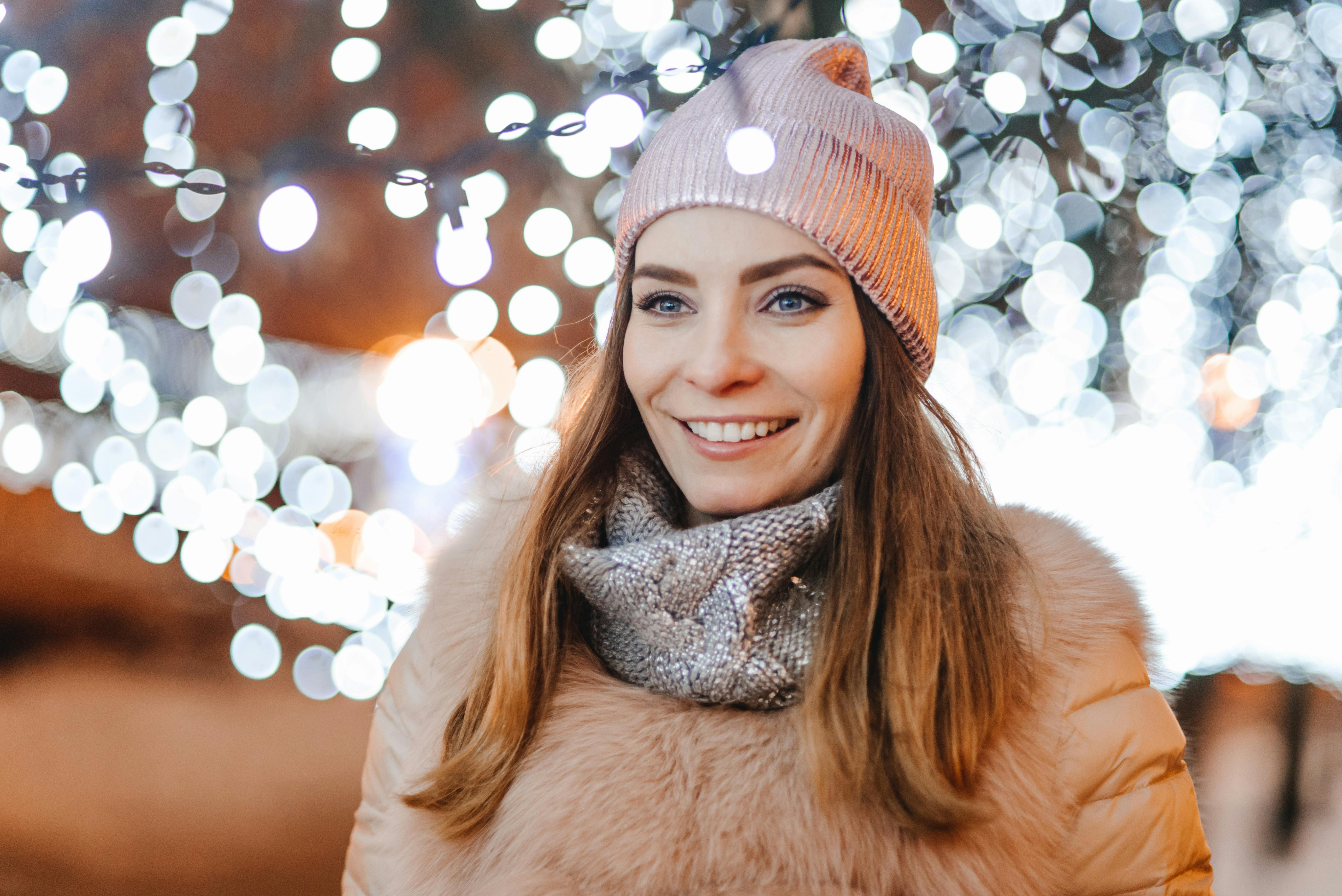 jouluvalot muotokuva bokeh tausta