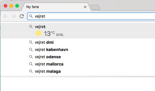 Vädret i Google Chrome