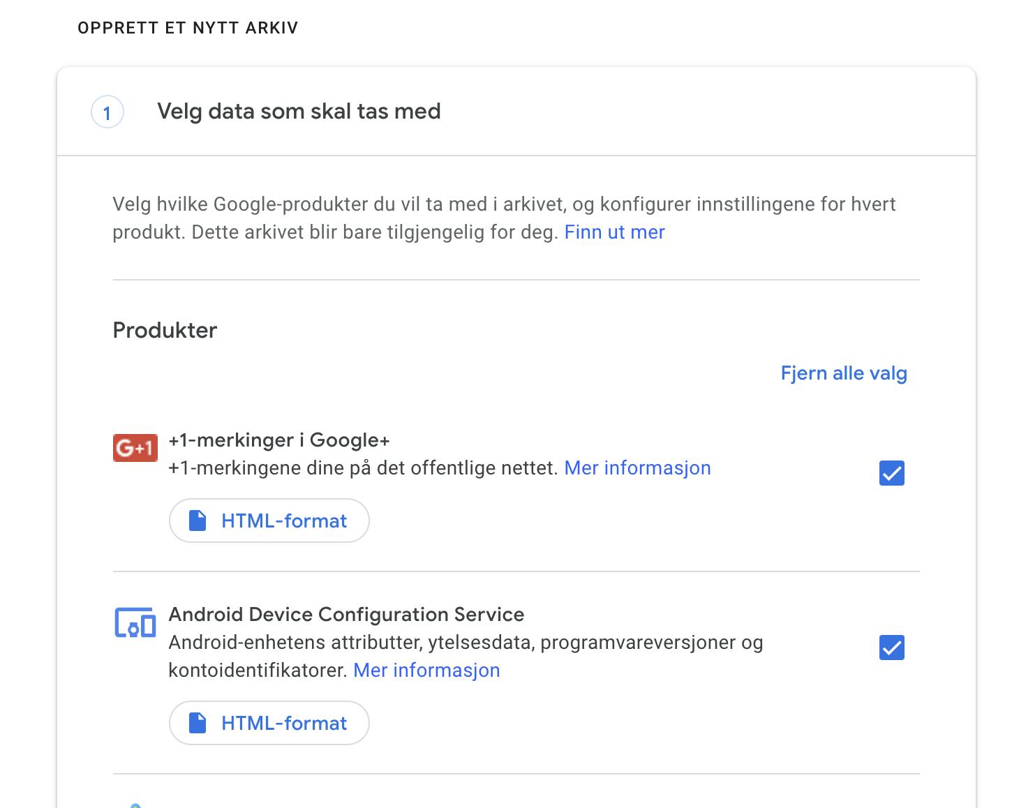 Last ned persondata fra Google